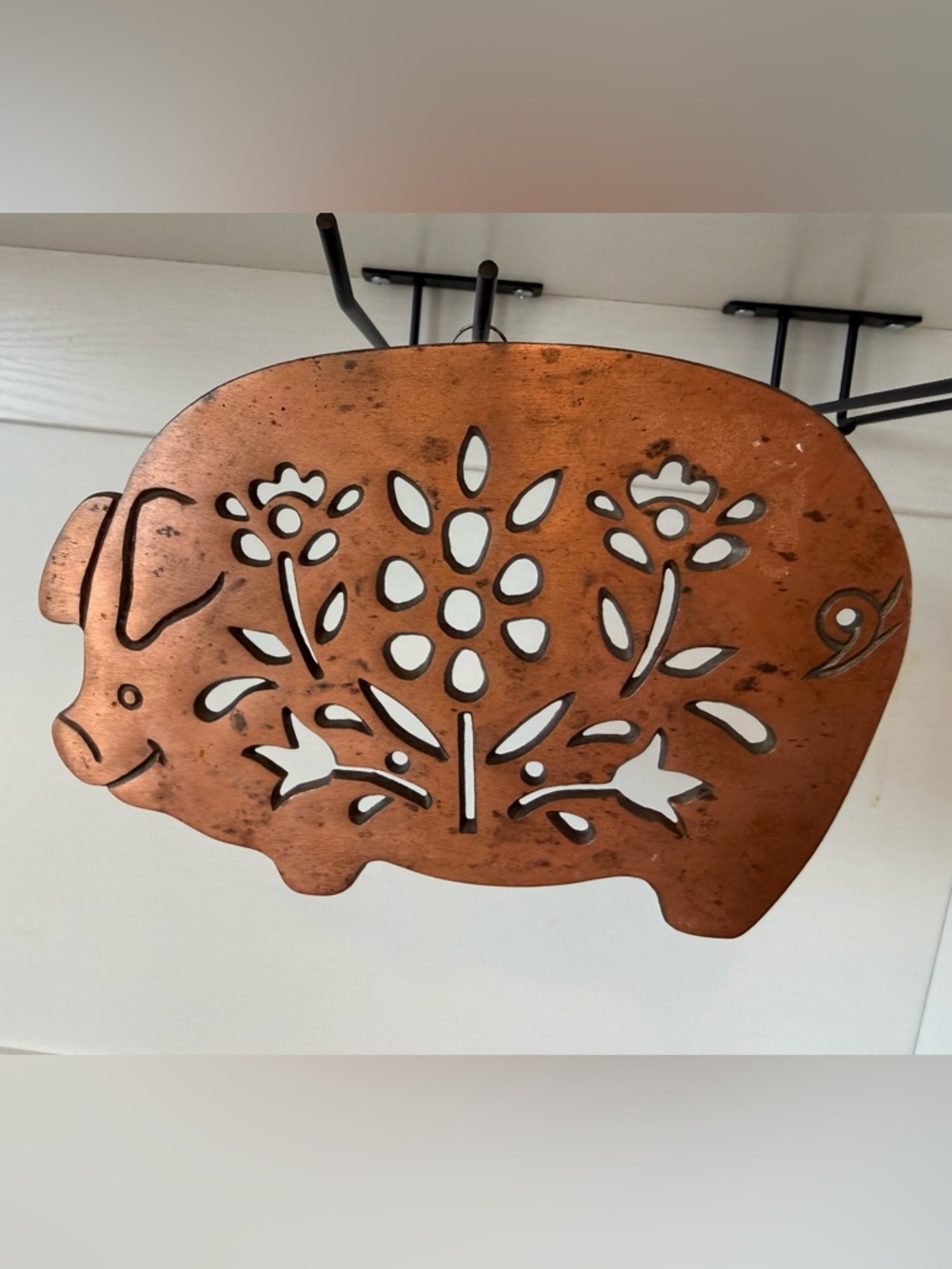 Vintage Pig Copper Plated Cast Iron Pot Holder Trivet 1980’s Farmhouse Taiwan - Picture 4 of 5